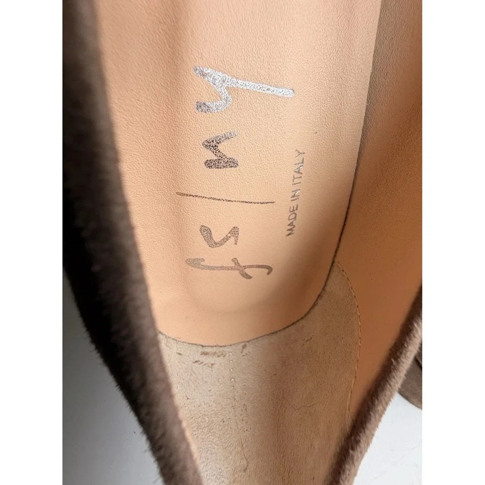 French Sole FS/NY Kelly Suede Block Heel Pumps Taupe Made in Italy Size 8